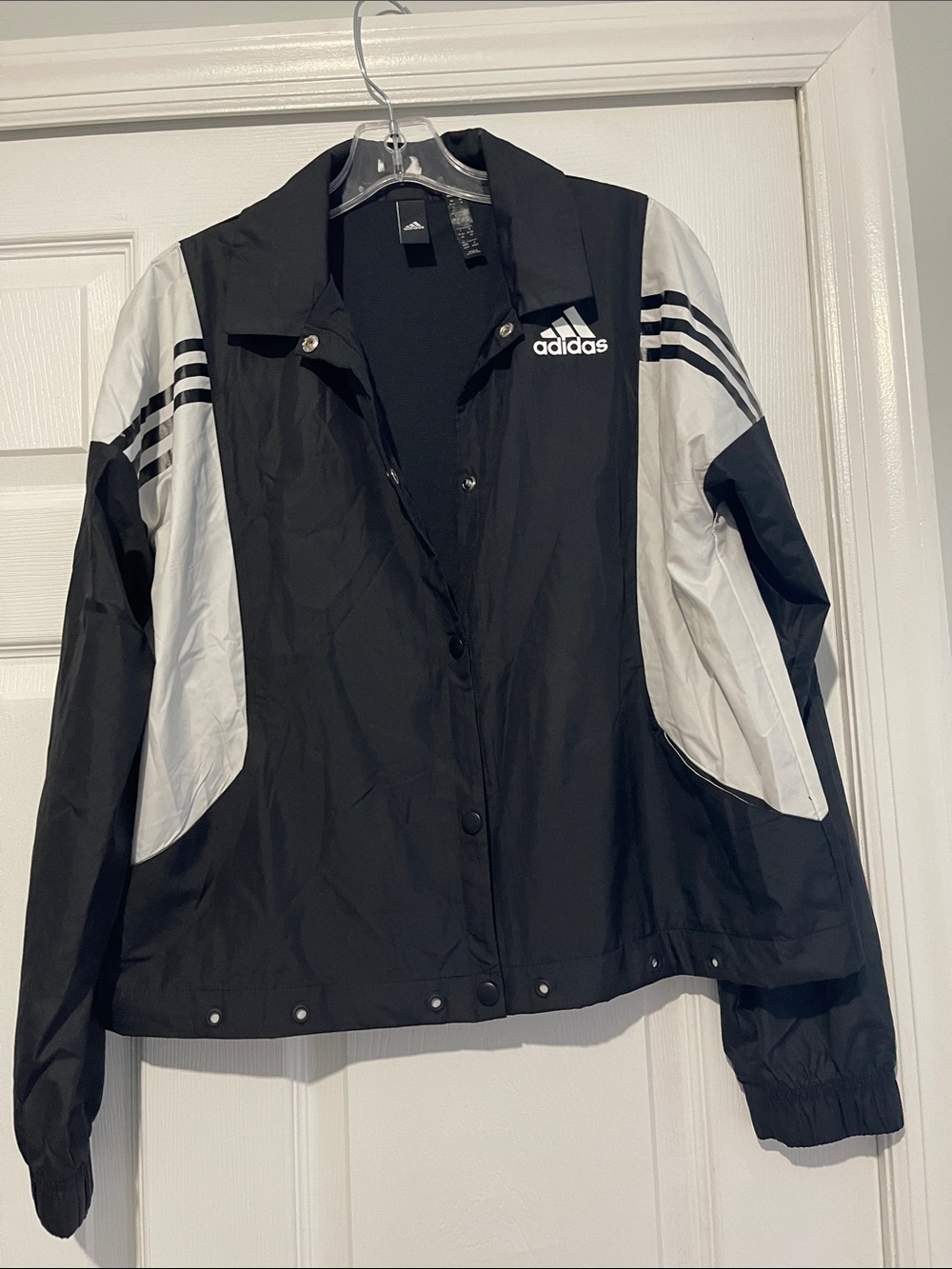 adidas Black and White Women's Varsity-Style Track Jacket